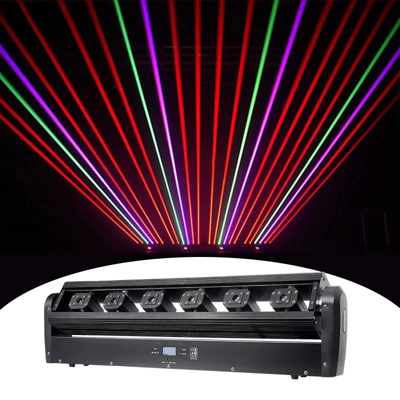 3000MW DMX 6 Eyes RGB Full Color Laser Light 6 Eyes DMX512 Moving Head Laser Light For DJ Disco Bar Night Club Stage