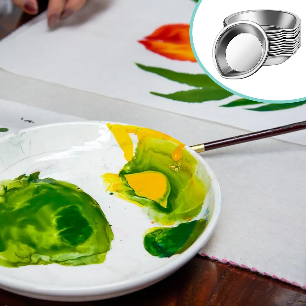 

12Pcs Stainless Steel Painting Color Mixing Palettes Practical Lightweight Durable for Home Store Mixing Tray Paint