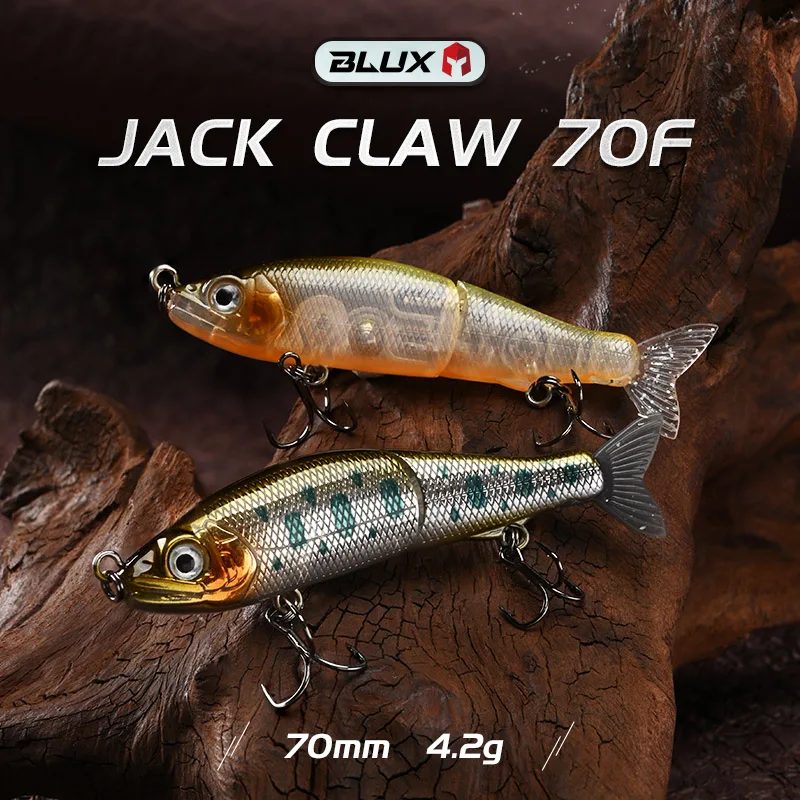 Blux Jack Klaue 70f 70mm 4,2g langsam schwimmende Gelenk Swimbait Minnow Wobbler Angel köder künstliche harte Köder für Hecht Bass Forelle