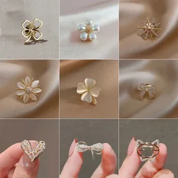 Fashion Brooch Set Flower Bow Brooches for Women Metal Anti-glare Lapel Pin Fixed Clothes Pins Sweater Coat Clothing Accessories