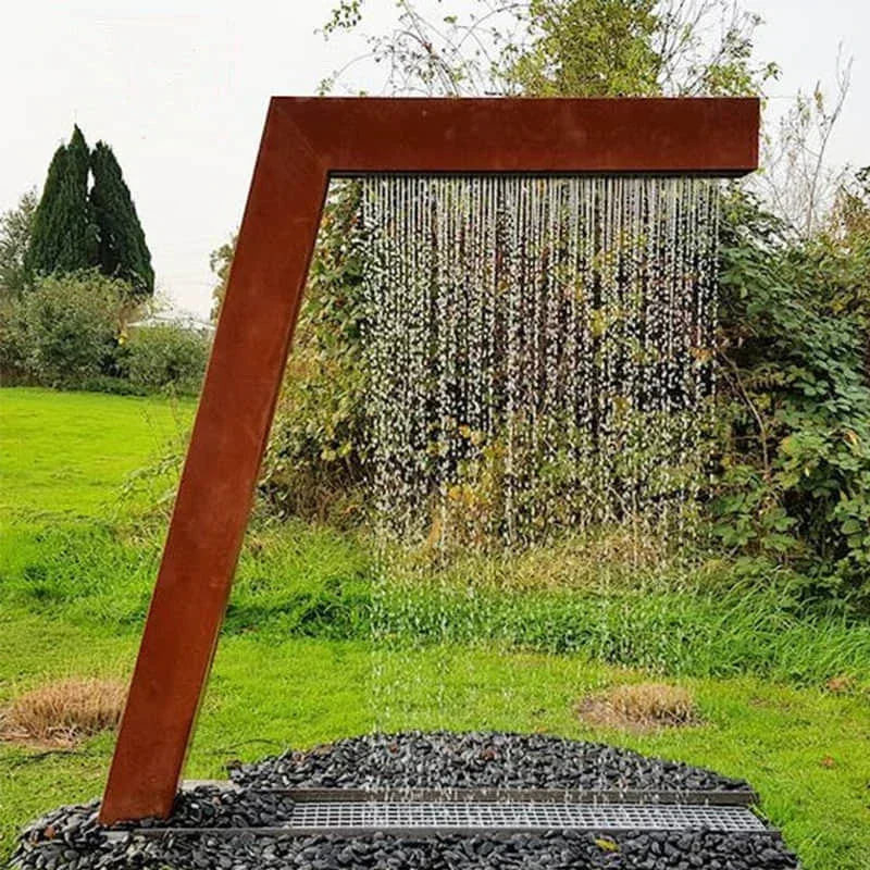 Outdoor Garden Decoration Landscape Large Size Fountain System Waterfall Corten Steel Water Features