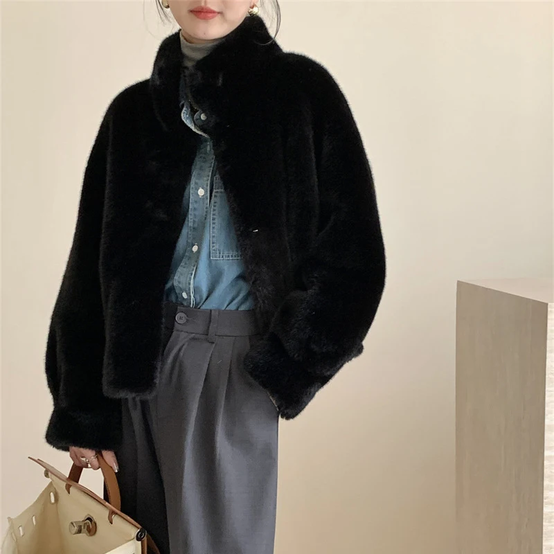 2025 femmes hiver chaud manteau fourrure fausse fourrure col montant manteau coupe-vent veste haut pour femme manteau Casaco Feminino