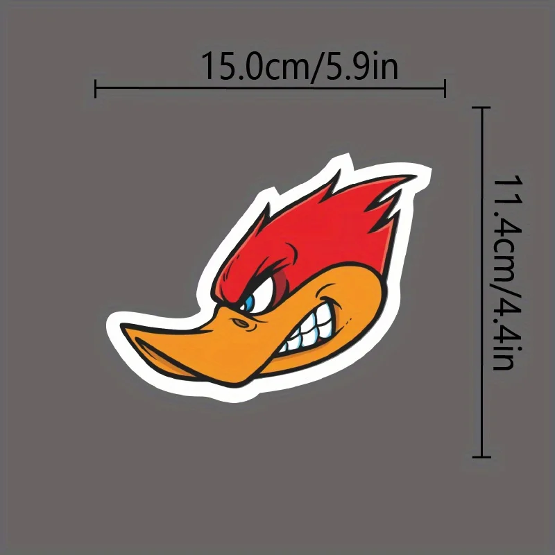 1PC Unique Cartoon Bird Stickers - Fierce Red-Orange Graphic for Laptops/Cars, Highlight Fun Spirit