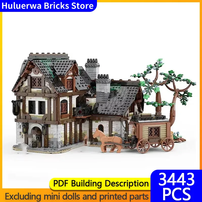 Medieval Castle Street View Model MOC Building Bricks Medieval Tavern Modular Technology Gift Holiday Assemble Children Toy Suit