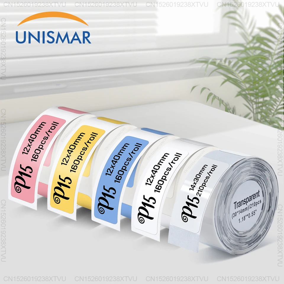 1PK Marklife P15 Printer Label Sticker 12x40mm 15x30mm 15x50mm Thermal Label Paper Compatible with P15 P12 P11 D30 Q30 Labeler
