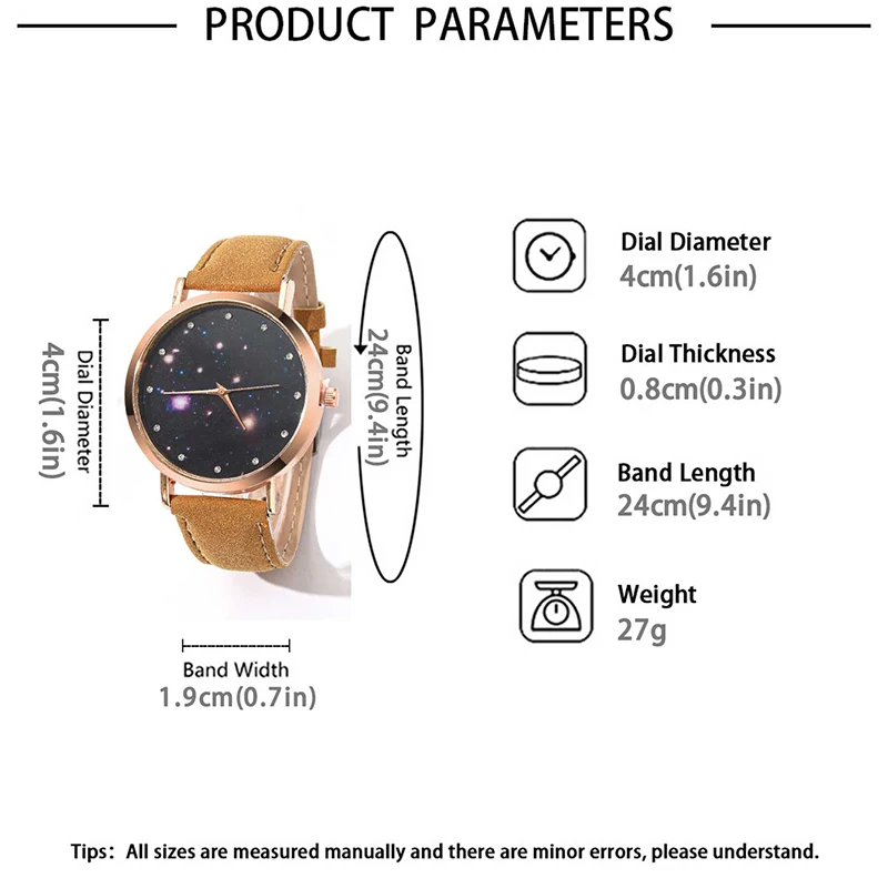 Часы наручные женские кварцевые с круглым циферблатом, 5 шт.