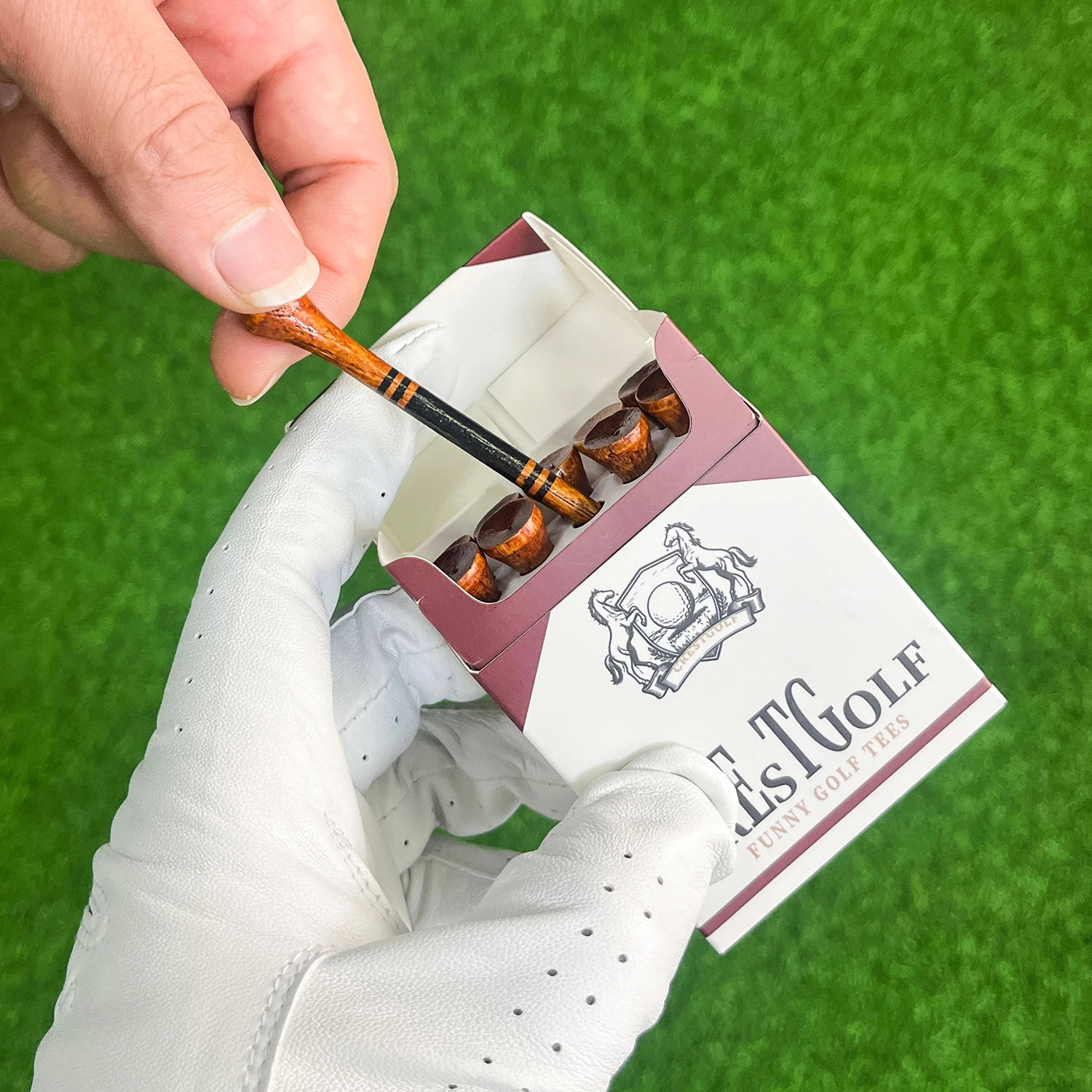 Tees da golf in legno 10 unità Tees da golf da 2-3/4 pollici in confezione in stile sigaretta Tees da golf durevoli Accessorio da golf divertente per i golfisti