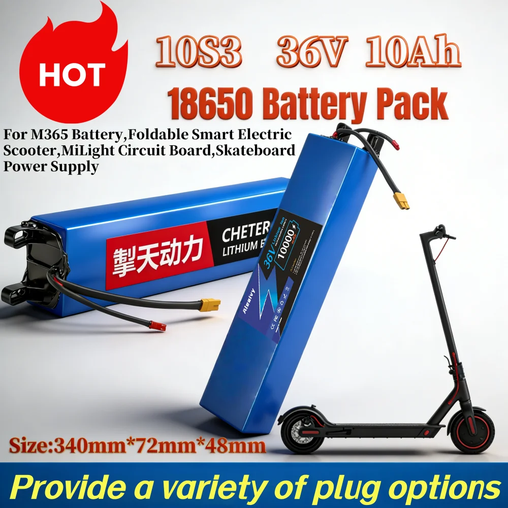 

NEW 36V 10Ah 500W High Power Battery 18650 10S3P with BMS for Modified Scooter Electric Vehicle Replacement.