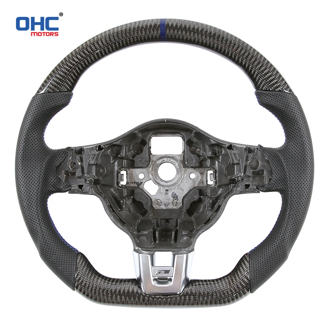 OHC Motors Customized 100% Real Carbon Fiber Leather Alcantara Steering Wheel Fit for Volkswagen 08-12 VW Golf 6 GTI GTD MK6 GLI