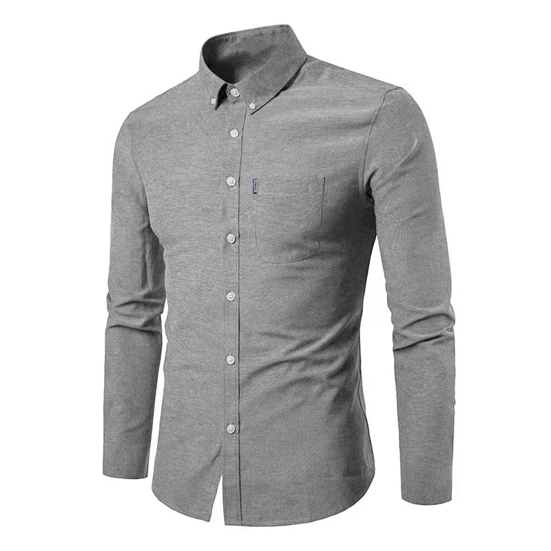 

Shirts for Men Long Sleeve Oxford Solid White Blue - Formal Dress Clothing Mexico Israel Switzerland Australia Korean Top Rated