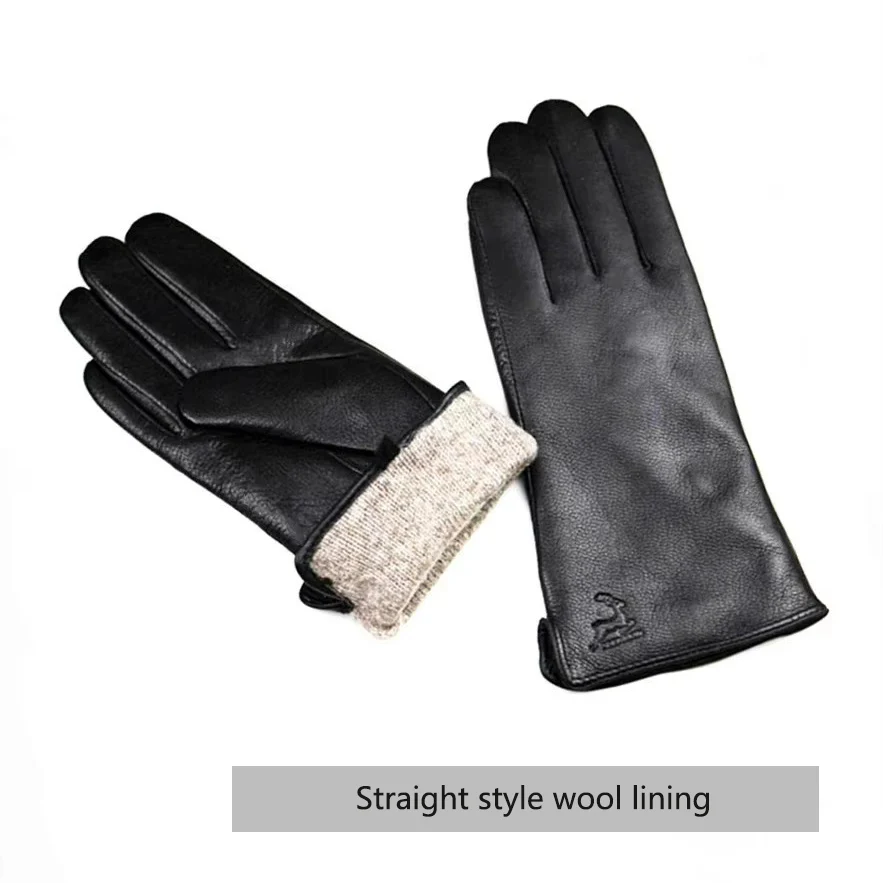 Guanti in pelle di grana di pelle di capra fodera in velluto stile semplice moda donna autunno inverno guanto da moto caldo