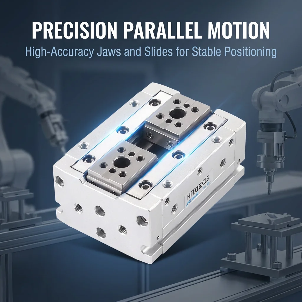 MHF2-8D 8D1 8D2 MHF2-12D 16D 20D D1 Long Stroke Low Profile Parallel Slide Guide Pneumatic Cylinder Replace Finger