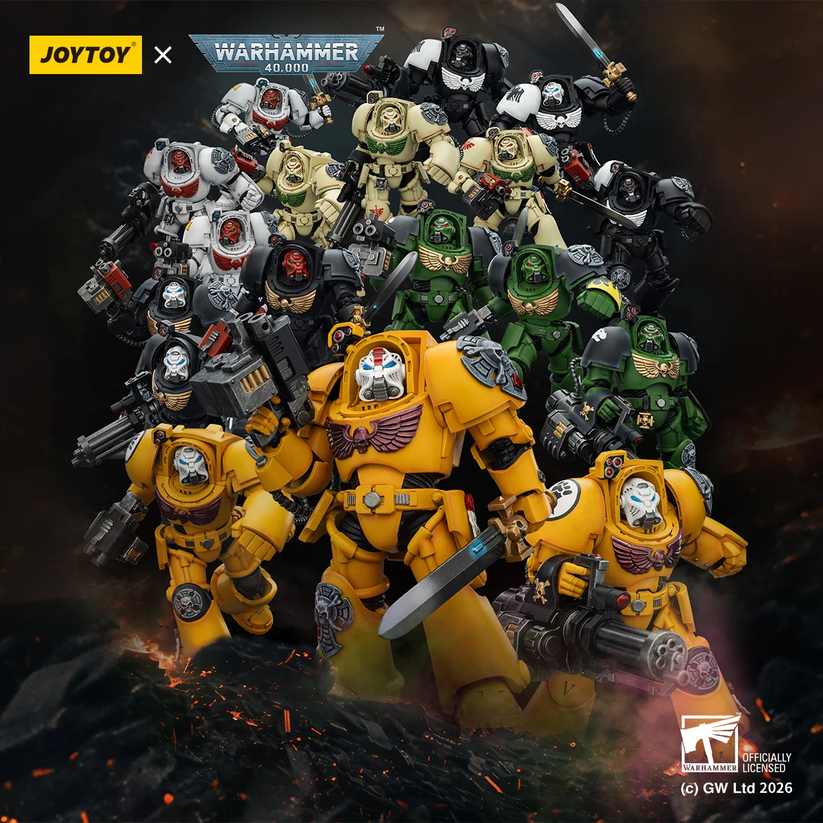 

Предзаказ: JOYTOY Warhammer 40K Black Templars, Dark Angels, Imperial Fists, White Scars, Salamanders, Raven Guard, 3 фигурки, масштаб 1/18