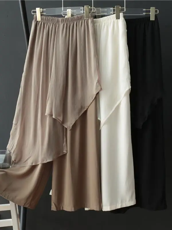 

Classical Dance Practice Skirt Pants Summer Lightweight Draped Fairy Tale Frock Skirts for plus Size Women Casual High Waist ...