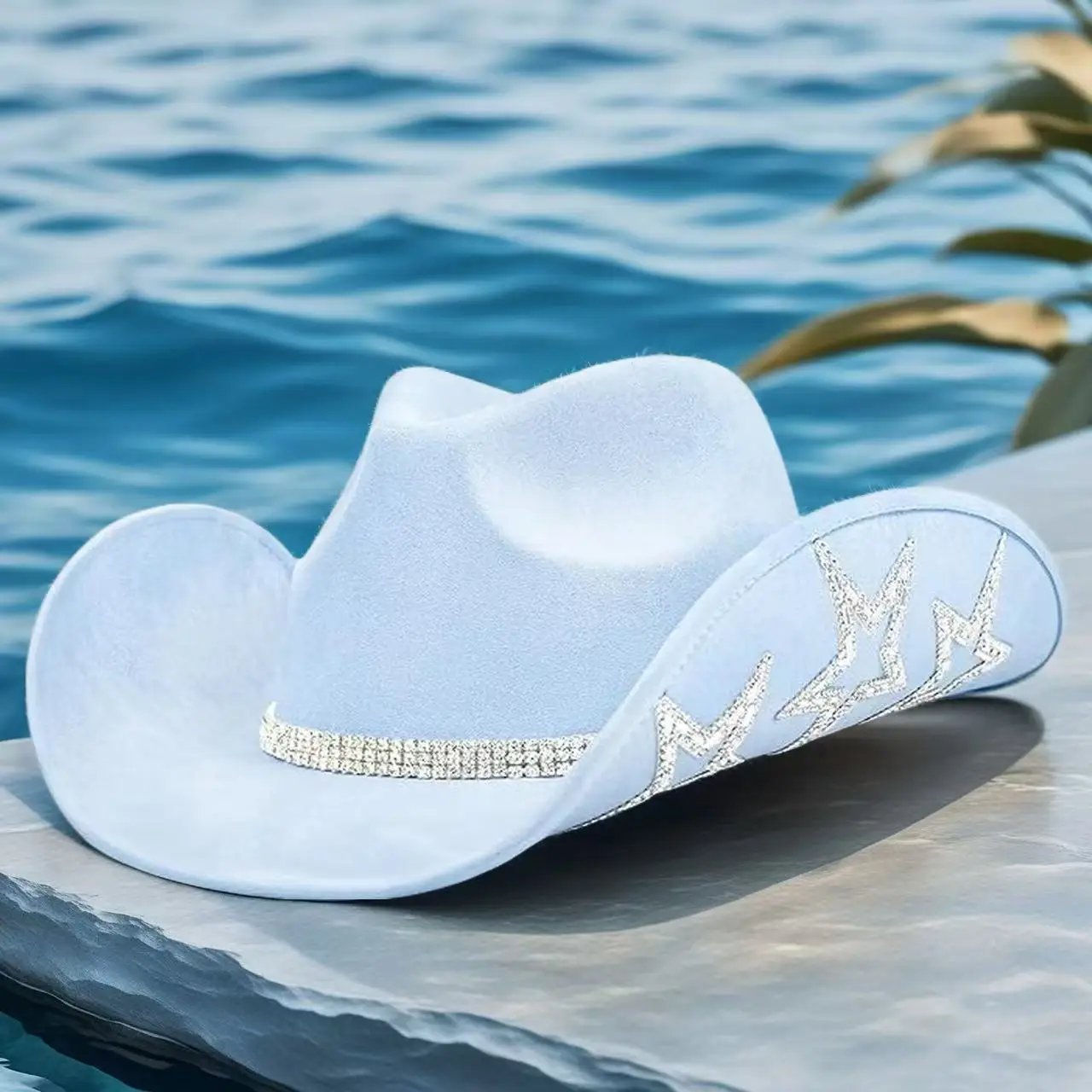 홍루안 글리터 코스튬 모자 성인용 & 카우보이 모자 여성용 라인스톤, 카우보이 코스프레 여성 액세서리 & 카우걸 캡