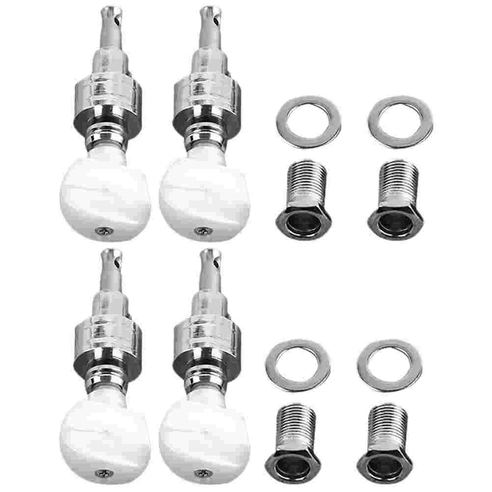 4 Pcs Head Tuner Tuning Peg Banjo String Baby Musical Instruments Parts Wall-mounted Silver Metal