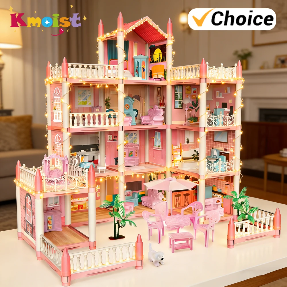 

Детский музыкальный кукольный домик-вилла, 3D-конструктор, замок мечты принцессы, набор для сборки, игрушка для девочек, семейные игрушки