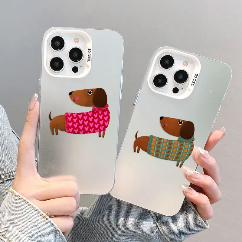 

Cartoons Dachshund Bulldog Laser Phone Case For Samsung Galaxy S21 S23 S24 FE S25 S24 S23 S22 Ultra Plus Cover Cute Dog Fundas
