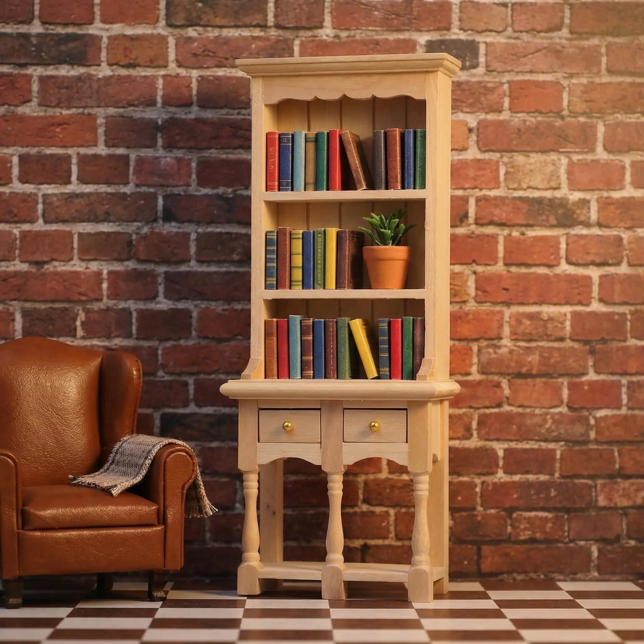 

Miniature Cabinet Wood Mini Bookcase Dollhouse Furniture Decorative Bookshelf Wooden Miniature Cabinet for Mini House Furniture