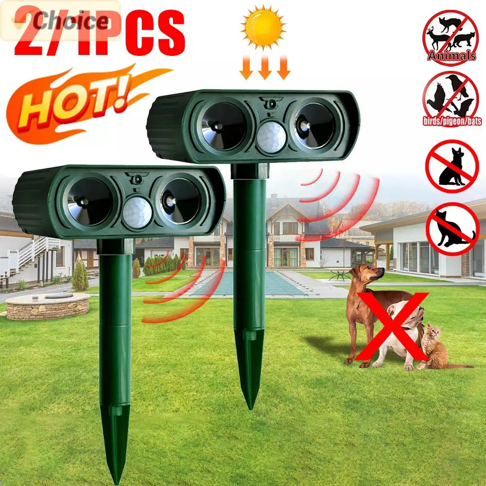 Ultrasonic Fox Deterrent Device Infrared Solar Animals Deterrent Machine Multifunctional PIR Motion Detector Gardening Supplies