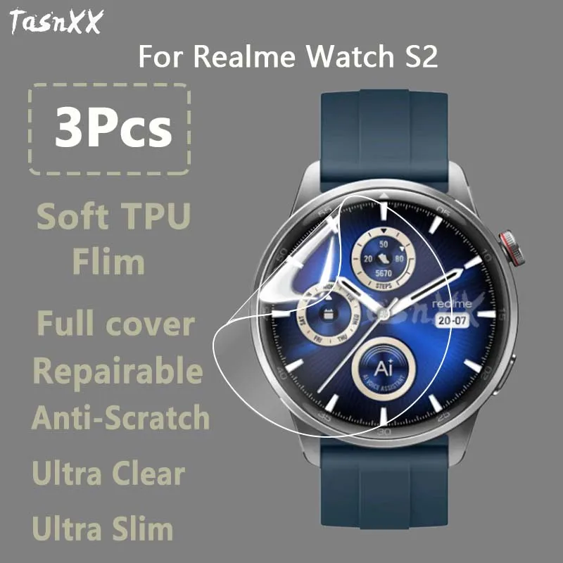 Realme için 3 Adet İzle S2 S Pro Master Edition Ultra Clear İnce Yumuşak Hidrojel Tamir Edilebilir Film Ekran Koruyucu-Temperli Cam Yok