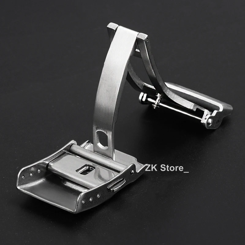 Watchdives Watch Clasp 18mm 20mm 22mm 24mm Silver Folding Safety Milled Clasp Replacement Stainless Steel Deployant Watch Buckle