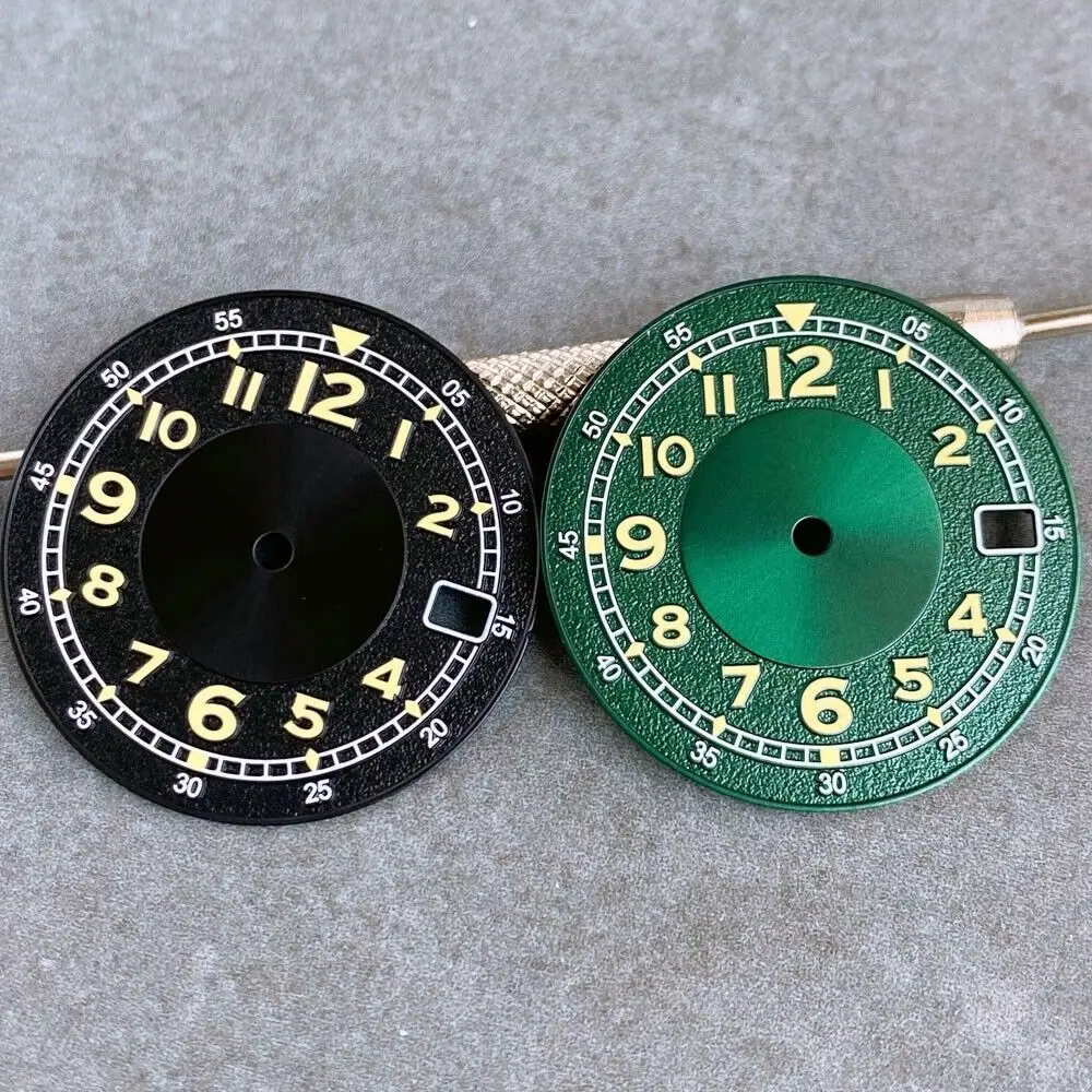 29mm Black Green Texture Super Luminous Dial Fit Japan NH35A NH36A Mens Watch