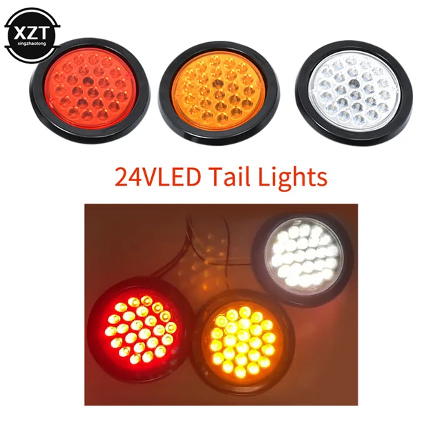 1szt 24V 4.3" 24 LED Okrągłe tylne światło samochodowe Hamulec Stop Boczny kierunkowskaz Kierunkowskaz Ciężarówka Przyczepa Odblask ATV