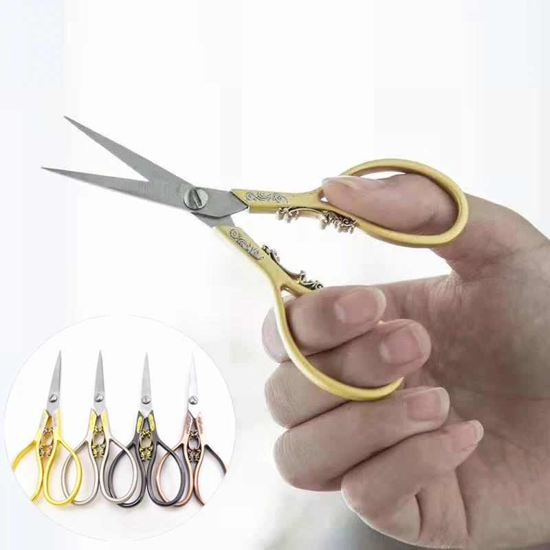 กรรไกรตัดเย็บบ้านกรรไกรปลายแหลมลูกไม้แบบวินเทจสำหรับตัดกระดาษอุปกรณ์ตัดเย็บแบบทำมืออุปกรณ์ตัดเย็บ