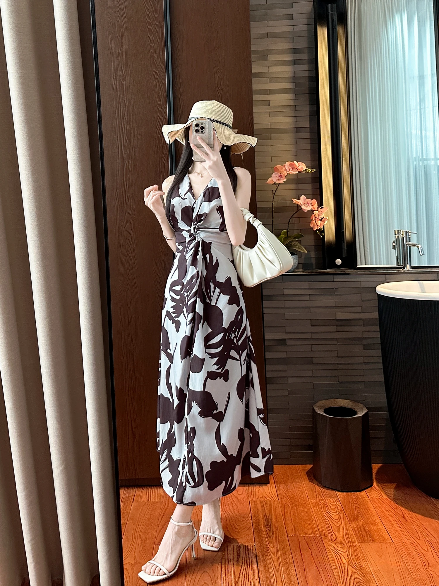 

You See Holiday Star Summer Love Knot Sleeveless Print Dress Women's A-Line Skirt Breathable Comfortable V-Neck Casual Dress