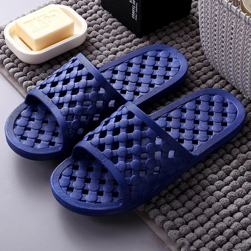 Home bathroom slippers hollow out shower anti slip couple hotel gym wearing cool slippers for men