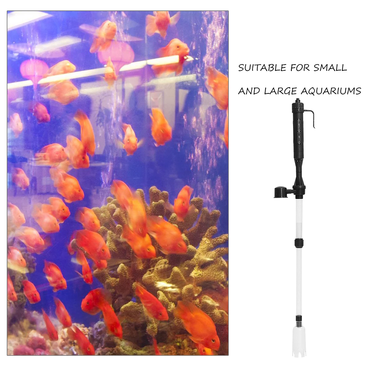

Aquarium Syphon Fish Tank Gravel Vacuum Water Cleaner With Hose Filter Bag 520L/ Rate For Large Small Aquariums