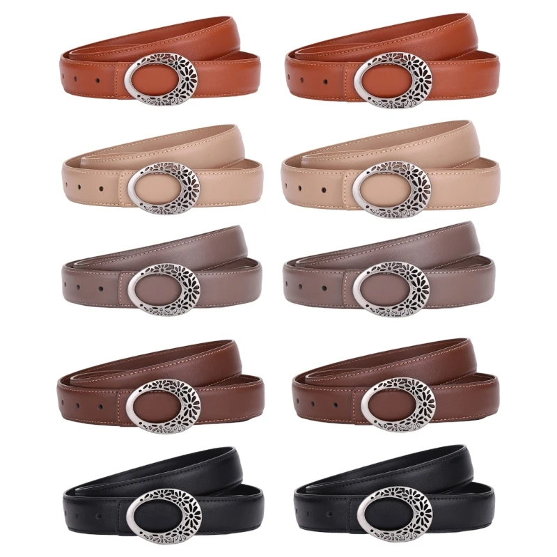 Flower Waist Belt Leather Chain Costume Hollow Buckle for Wrap Dress Waist Belt for Suit Skirt Jeans Jewelry