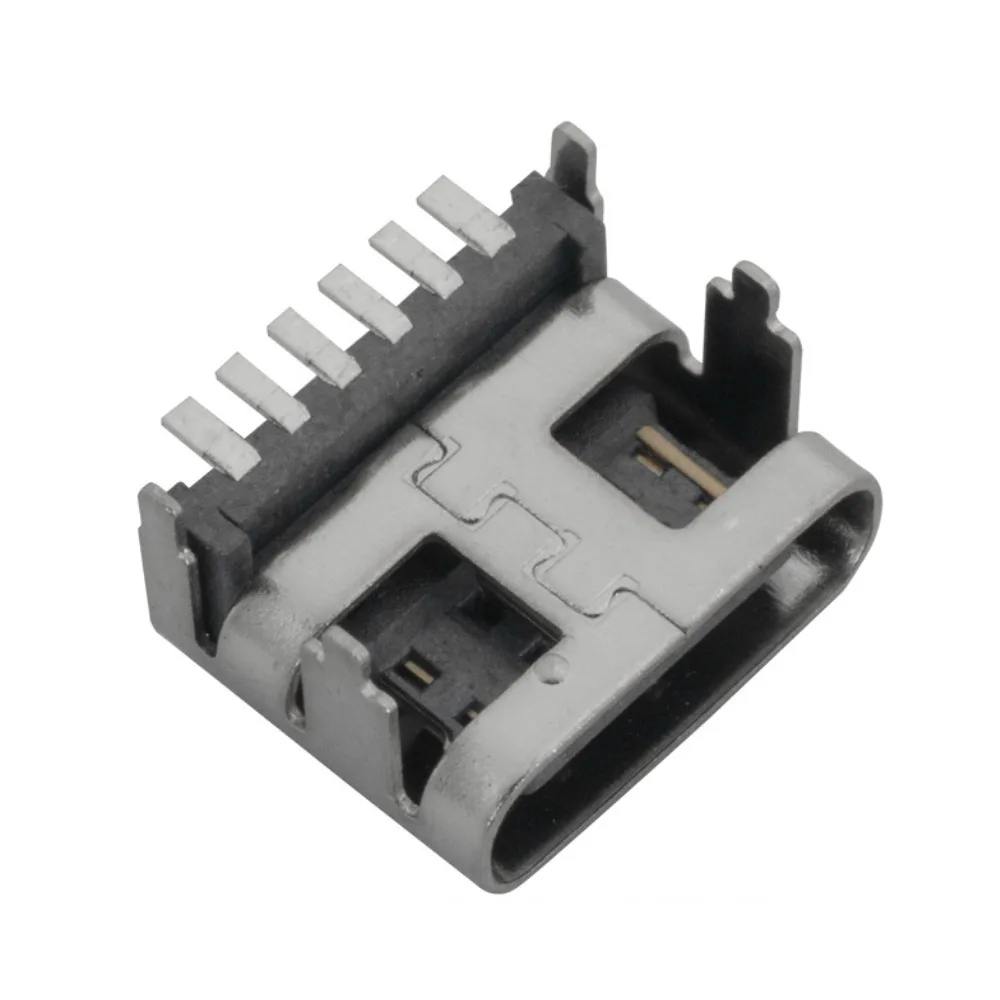 Type C 6Pin SMT Socket Connector Raise 1.0mm USB 3.1 Female Jack for PCB Hight Current Charging Port