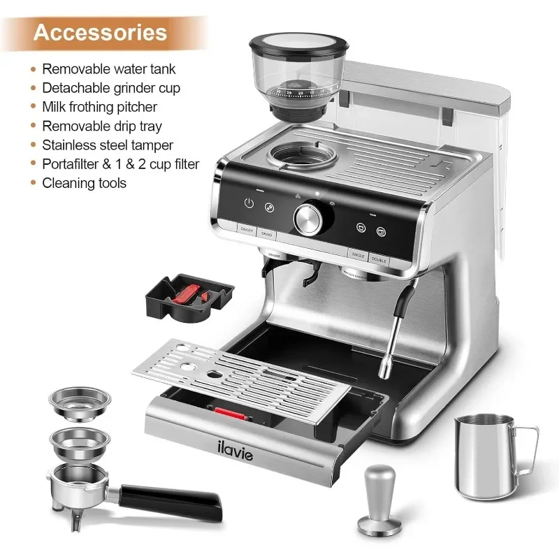 Espresso Coffee Machine 20 Bar for Home Office, Professional Cappuccino Latte Machines with Milk Frother