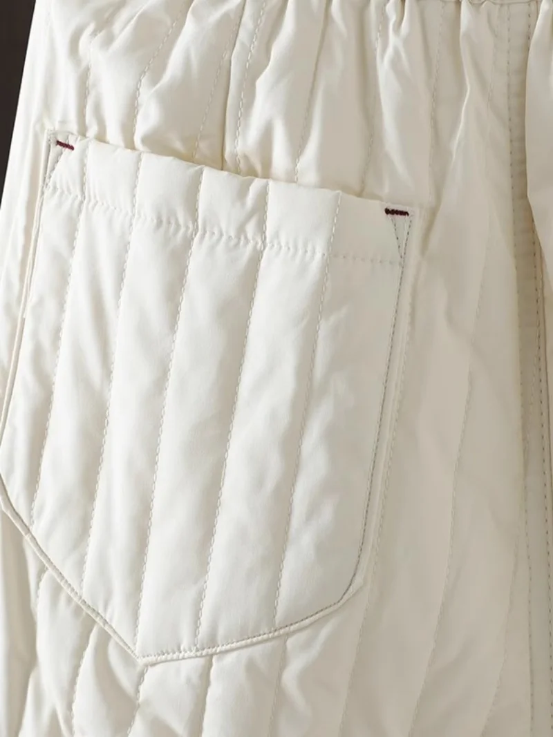 2025 New Cotton Pants High Waist Wide Leg High End Casual   Loose Warm Artistic Striped Quilted Trousers For Women w1142