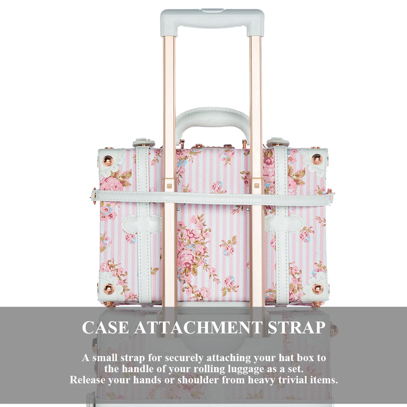 COTRUNKGAE 24" Floral Vintage Luggage Set for Women, 20" Carry On Suitcase with Spinner Wheels, Pink Floral