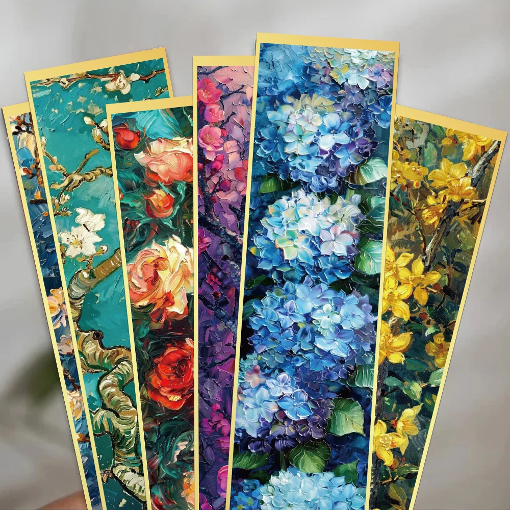 30pcs Vintage Flower Painting Bookmarks Reading Pages Annotated Book Marks Students Create Gift Paper Cards With Classical Texts