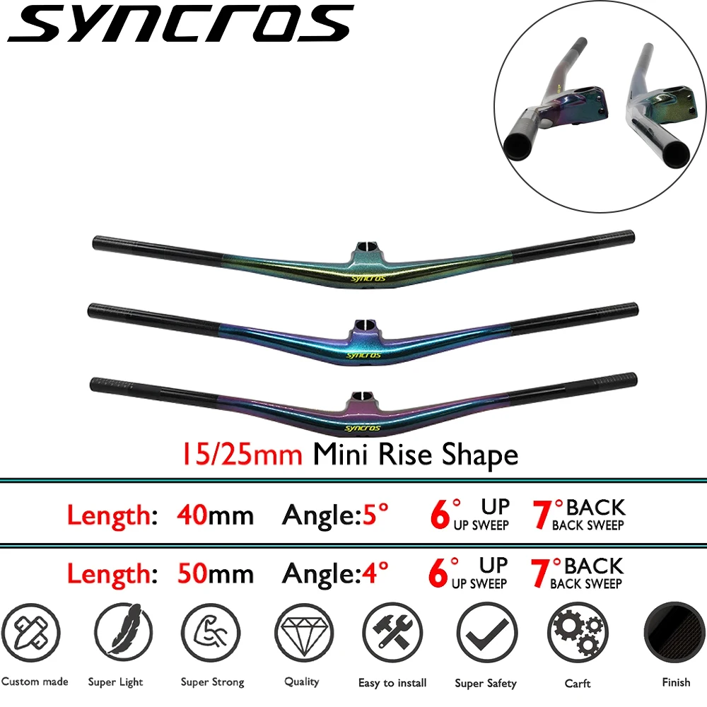 

Встроенный руль MTB с градиентом цвета, 4 шт. ° /5 ° Подъем (15/25 мм), SYNCROS Hixon IC SL Bike Cockpit Racing Endurance