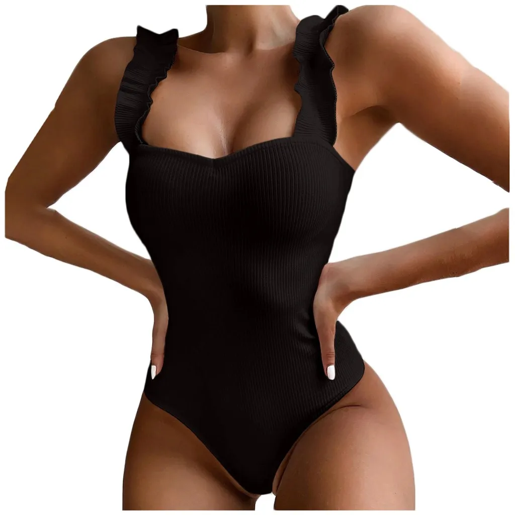 Costume intero Tankini costume da bagno nuovo tinta unita costume da bagno a vita alta Monokini Bikini tuta costume da bagno da spiaggia per donna