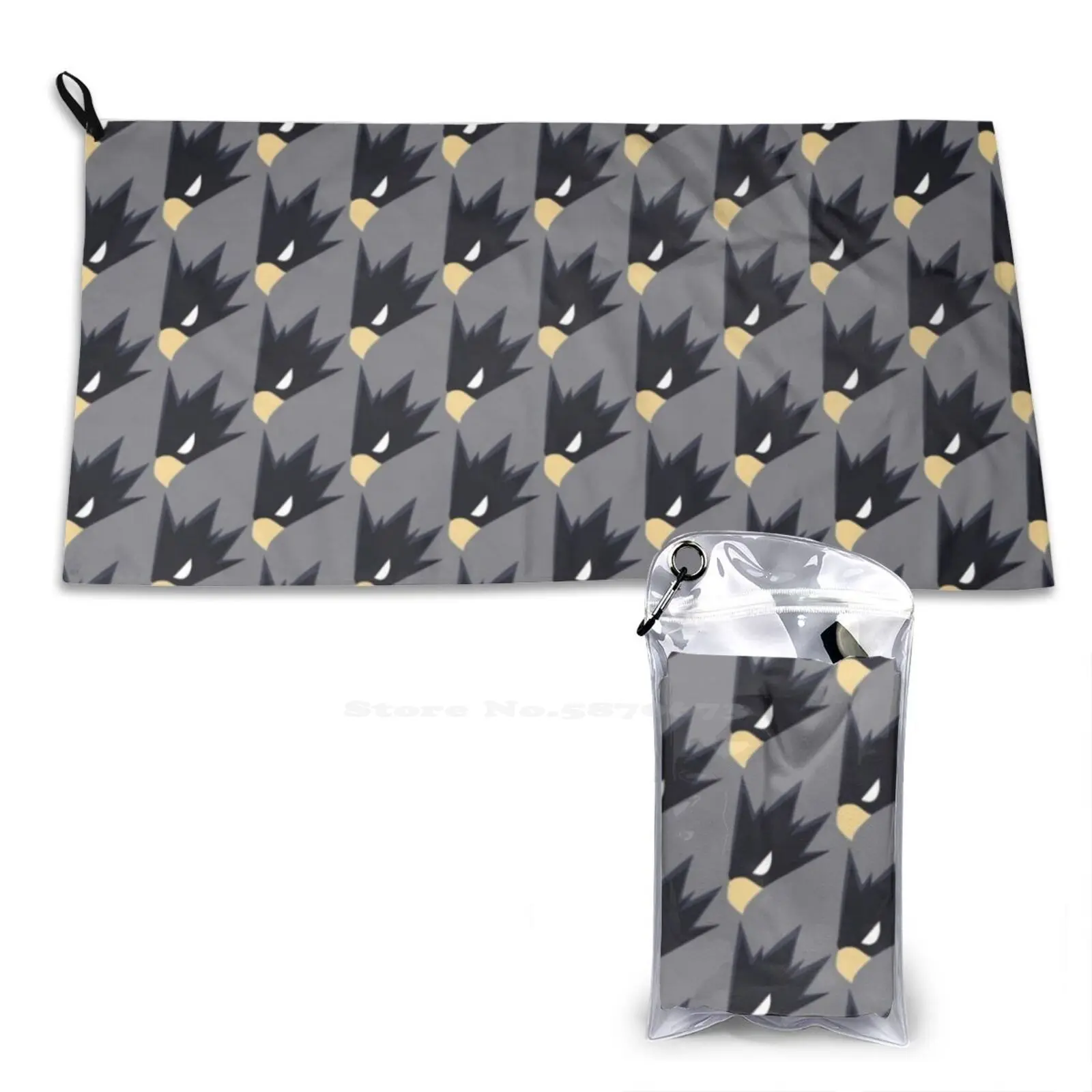 Minimalist Tokoyami Head ( Pattern ) Soft Towel Quick Dry Beach Towel Tokoyami Fumikage Fumikage Tokoyami Boku No Hero Academia