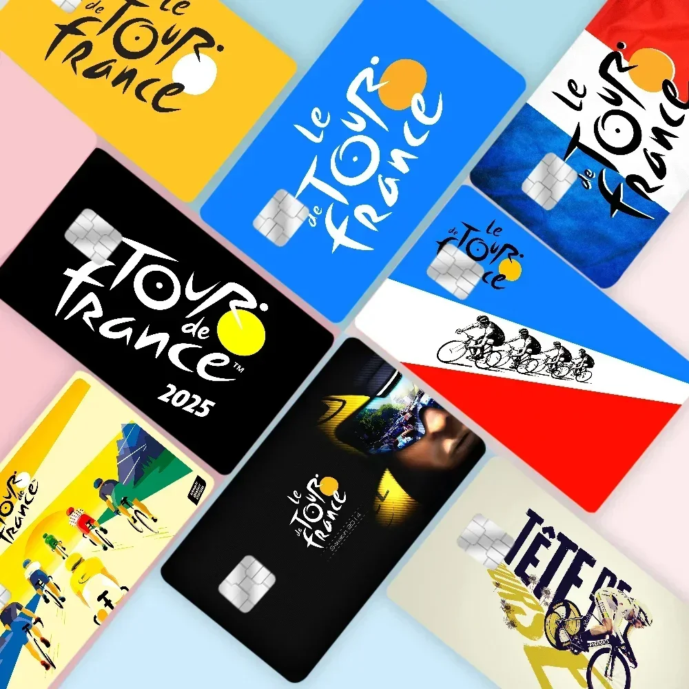 Tour de Francia 2025 moda lindo gato de dibujos animados pintura Anime juego película única pegatina funda piel para tarjeta de crédito sin Chip