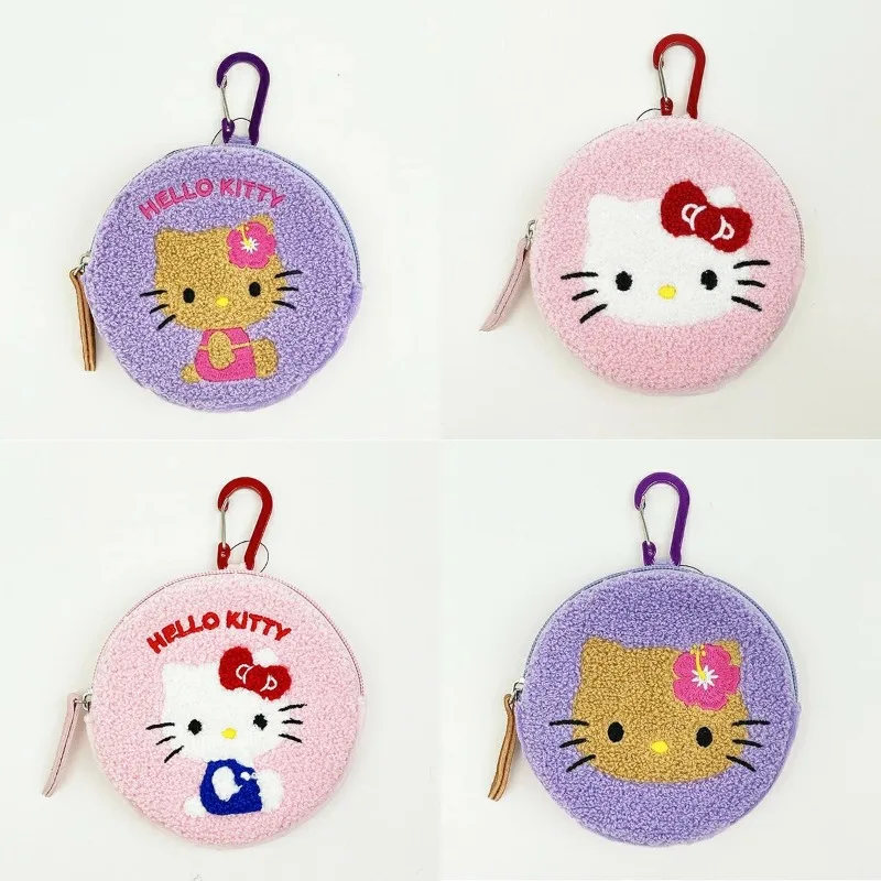 Monedero de dibujos animados de Hello Kitty, joyería portátil, Cable de datos, artículos pequeños, bolsa de almacenamiento de lápiz labial, accesorios colgantes rosas para niña