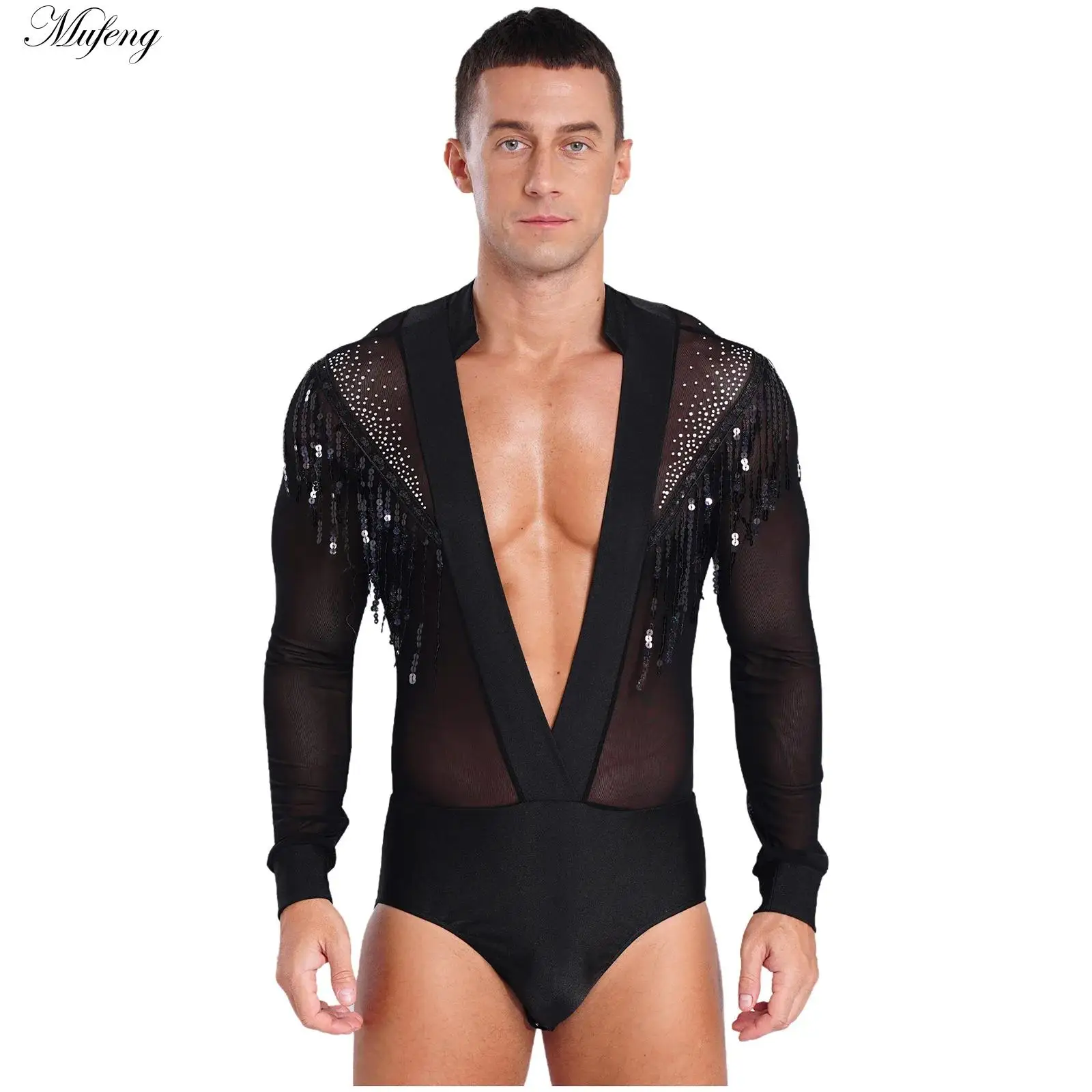 Купальник для латинских танцев национального стандарта, мужской костюм для бальных танцев/сальсы/кача/тап, танцевальная практика, сценическое соревнование, боди со стразами