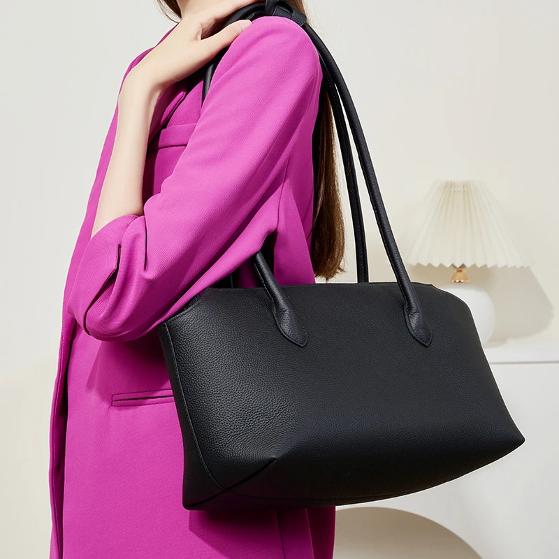 Custom Initials Genuine Leather Tote Bags For Women Luxury Designer Handbags And Purses 2024 New In Cowhide Top Handle Shoulder