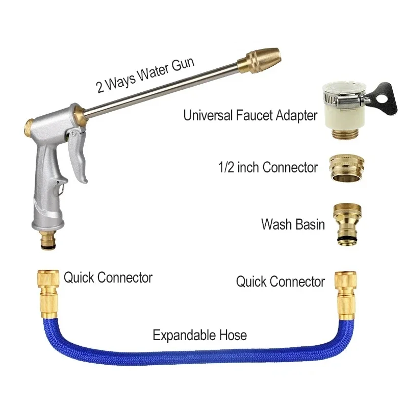 3X Rozszerzalny wąż ogrodowy Wysokociśnieniowy myjnia samochodowa Magiczny teleskopowy pistolet natryskowy do rur wodnych do nawadniania i