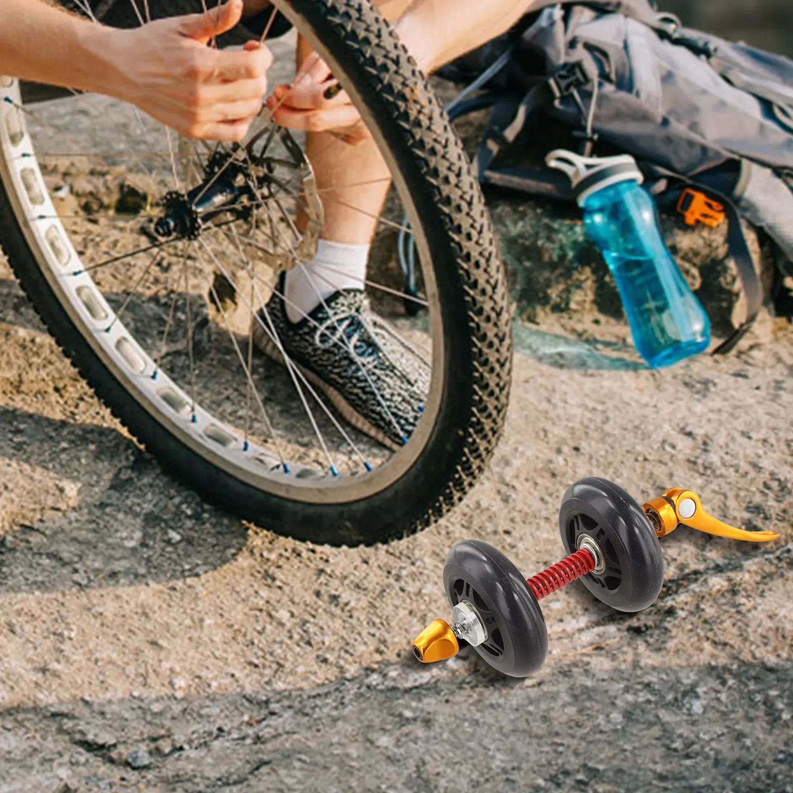 

Bicycle Auxiliary Wheels Quick Release Wheel Roller Bike Pulling PU Roller For Mountain Bike Front Fork Protection Wheel
