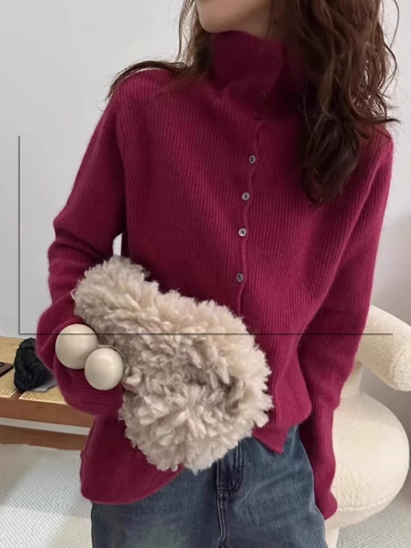 

Soft Knitted Long Sleeve Open Cardigan Single Button Versatile Autumn Winter Fashionable Ladies Sweater Straight Cut Commute ...