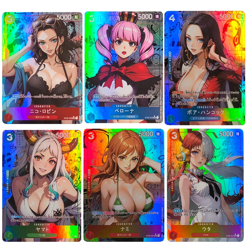 

One Piece DIY Refracted Rainbow Foil Collection Card Uta Nami Yamato Perona Hancock Nicole Robin Christmas Birthday Present