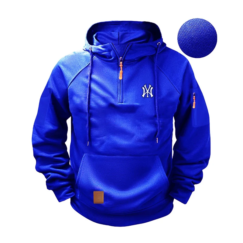 

Men's hoodie, long-sleeved casual printed sweatshirt, large-sized pullovers with zipper pockets and drawstrings, men's wear
